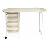 Kidney 5 Draw Manicure Table - White